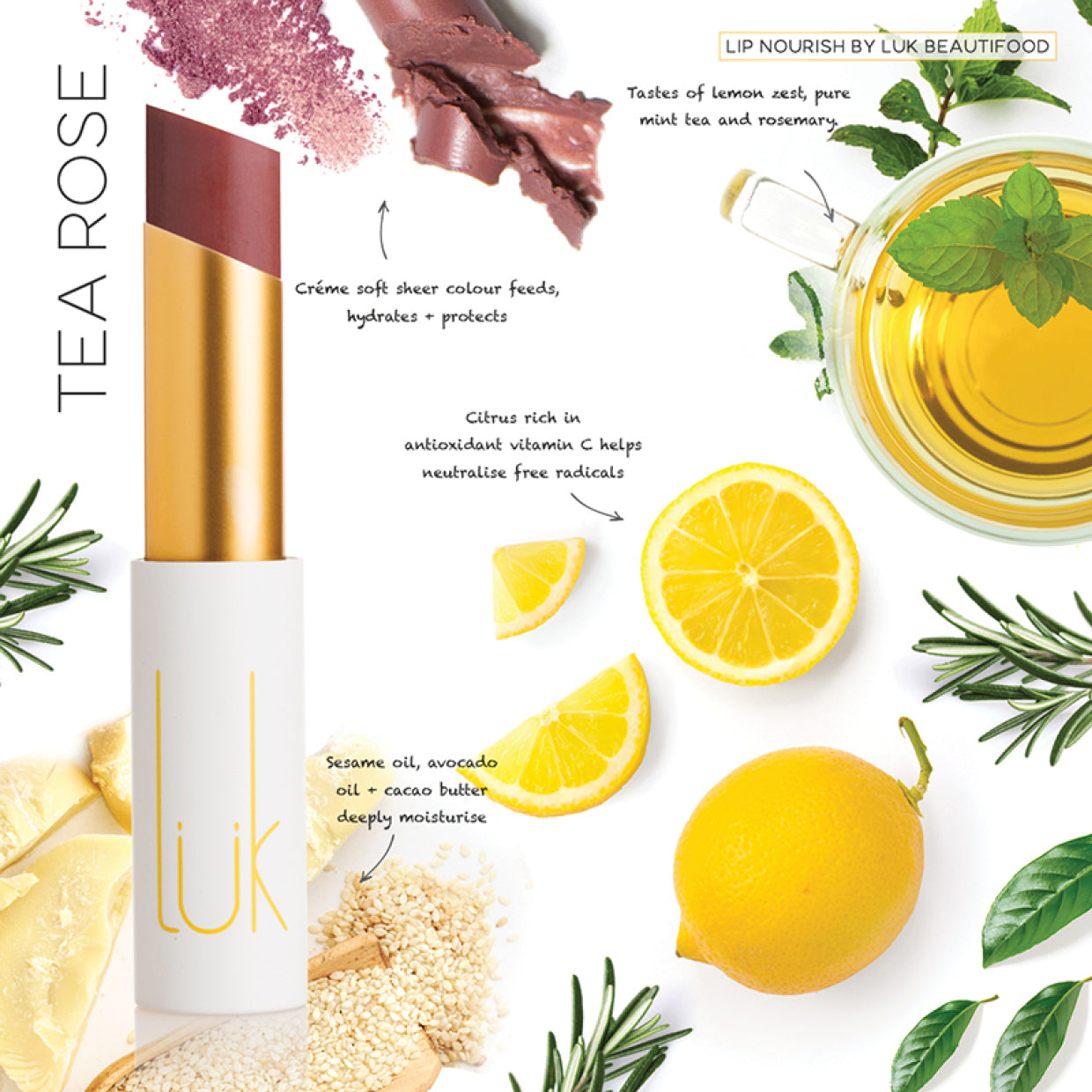 Luk Lip Nourish Tea Rose